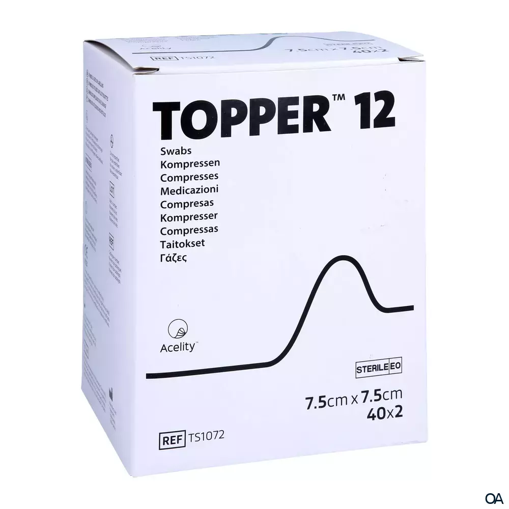 3M Topper 12 sterile Kompressen 7,5 x 7,5 cm, 40 x 2 Stück