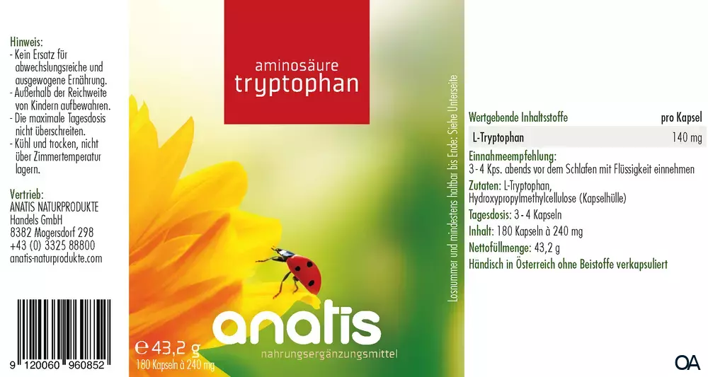 anatis Aminosäure Tryptophan Kapseln