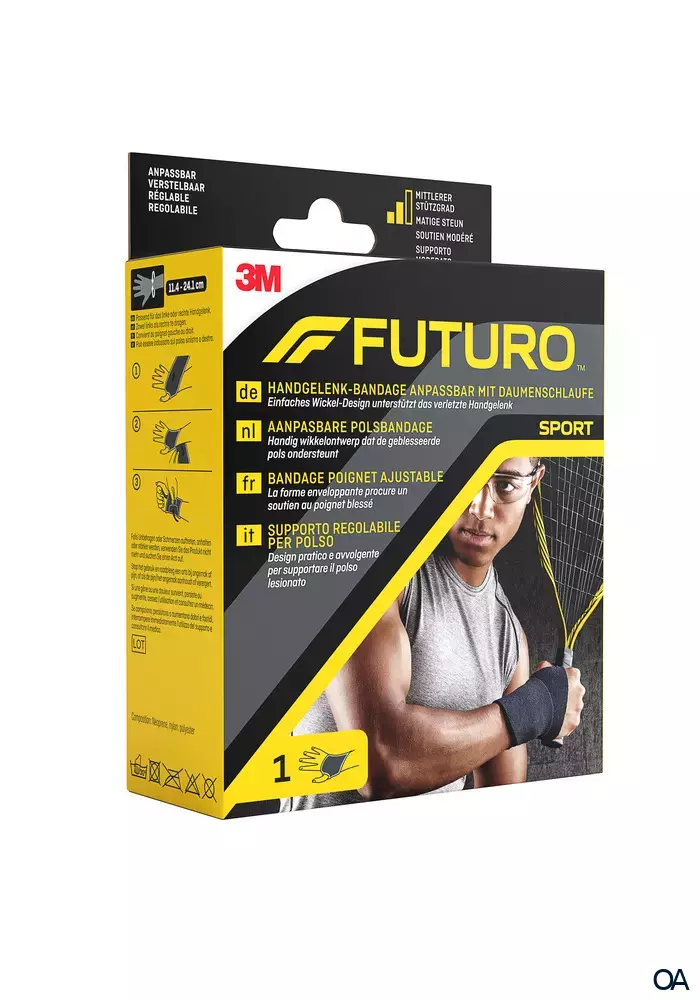 3M FUTURO™ Handgelenk-Bandage anpassbar mit Daumenschlaufe 09033, Verstellbar SPORT (11.4 - 24.1 cm)