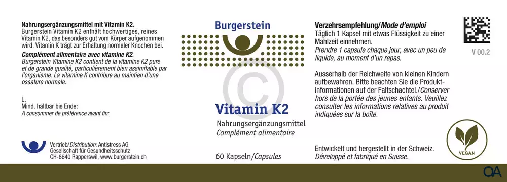 Burgerstein Vitamin K2 Kapseln