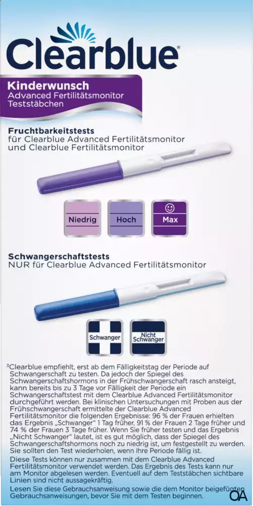 Clearblue Kinderwunsch Advanced Fertilitätsmonitor Teststäbchen