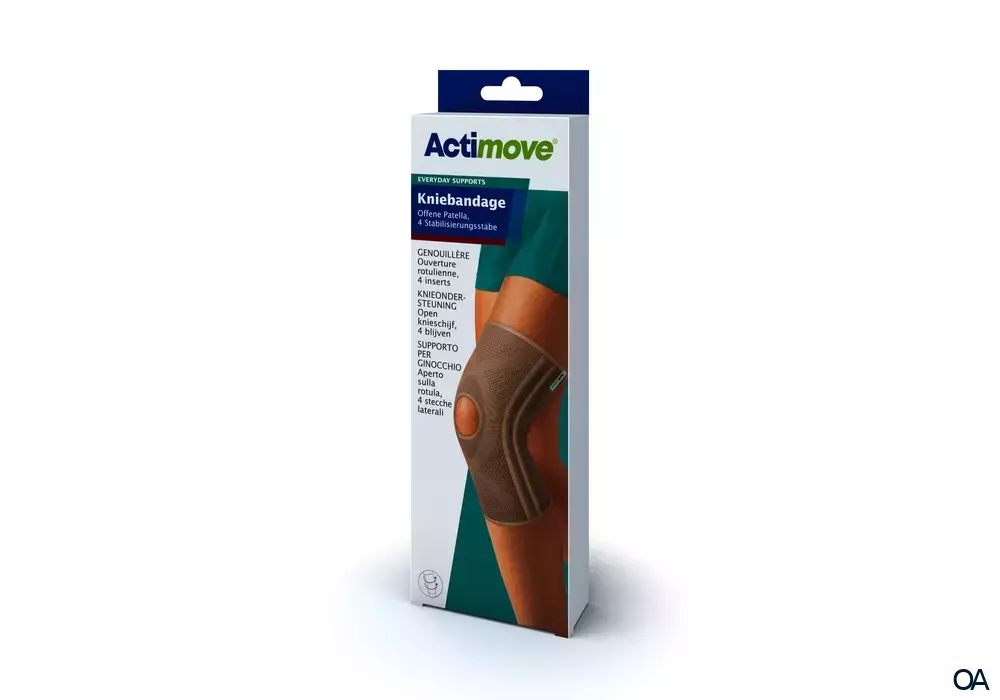 Actimove® Kniebandage Offene Patella, 4 Stabilisierungsstäbe - Extra Large