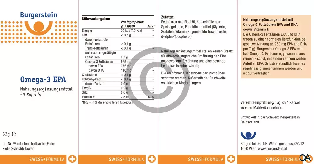 Burgerstein Omega-3 EPA Kapseln