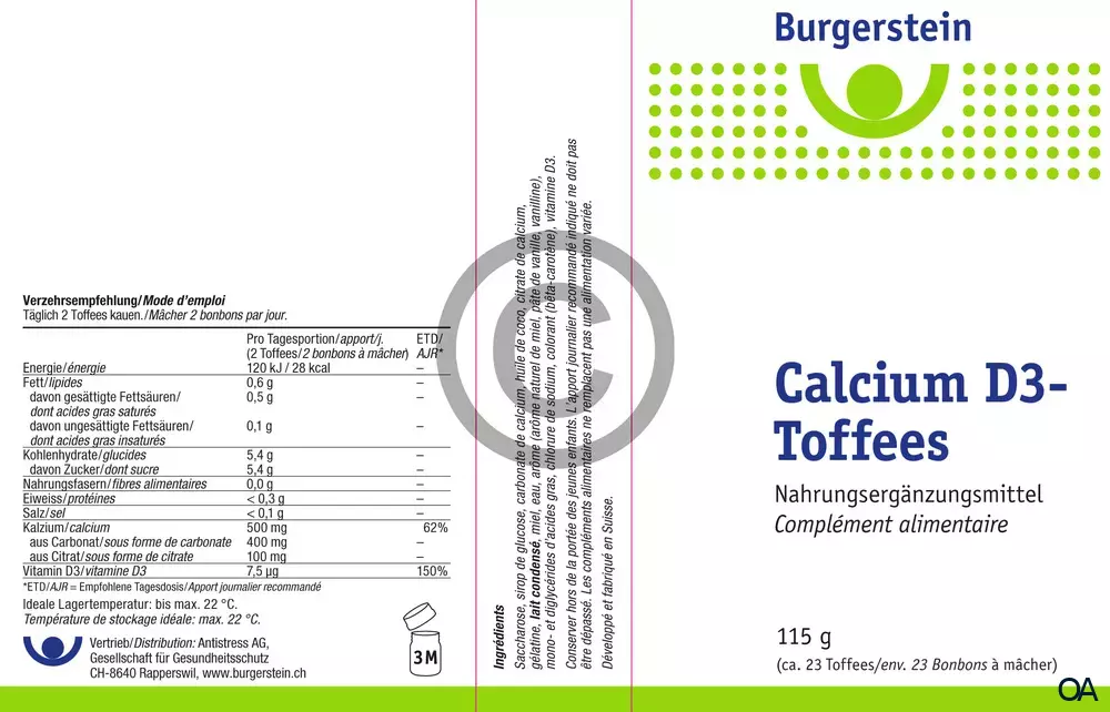 Burgerstein Calcium D3 Toffees