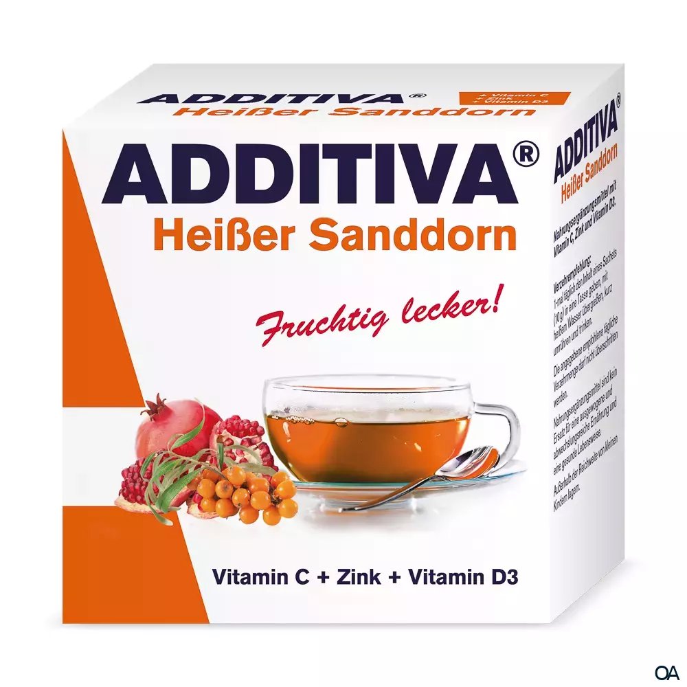 ADDITIVA® Heißer Sanddorn + Granatapfel Heißgetränkepulver 10 g