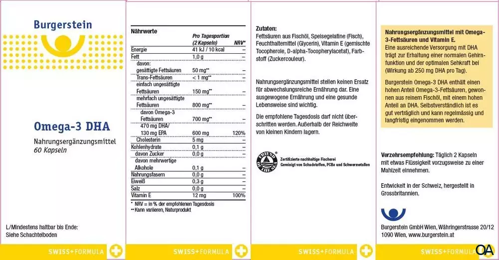 Burgerstein Omega-3 DHA Kapseln