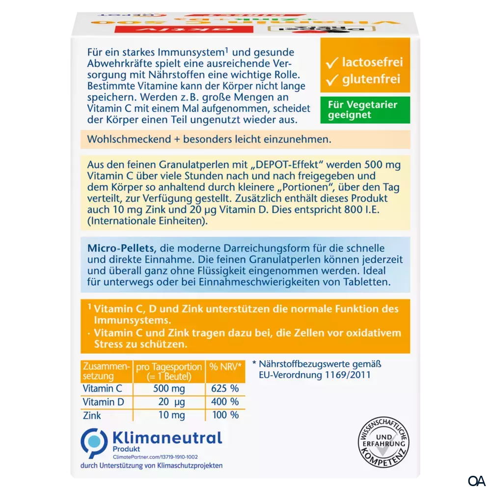 Doppelherz aktiv Vitamin C 500 DIRECT + Zink + D3 DEPOT Sticks