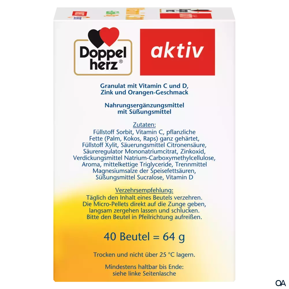 Doppelherz aktiv Vitamin C 500 DIRECT + Zink + D3 DEPOT Sticks