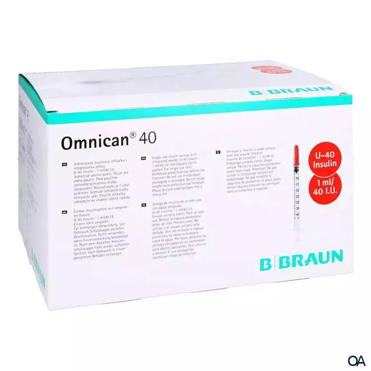 Omnican® 40 Insulin-Einmalspritzen, mit Kanüle G30 Ø 0,30 x 12 mm, 1 ml