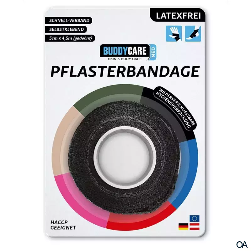 BUDDYCARE® MED Pflasterbandage Schwarz 5 cm x 4,5 m