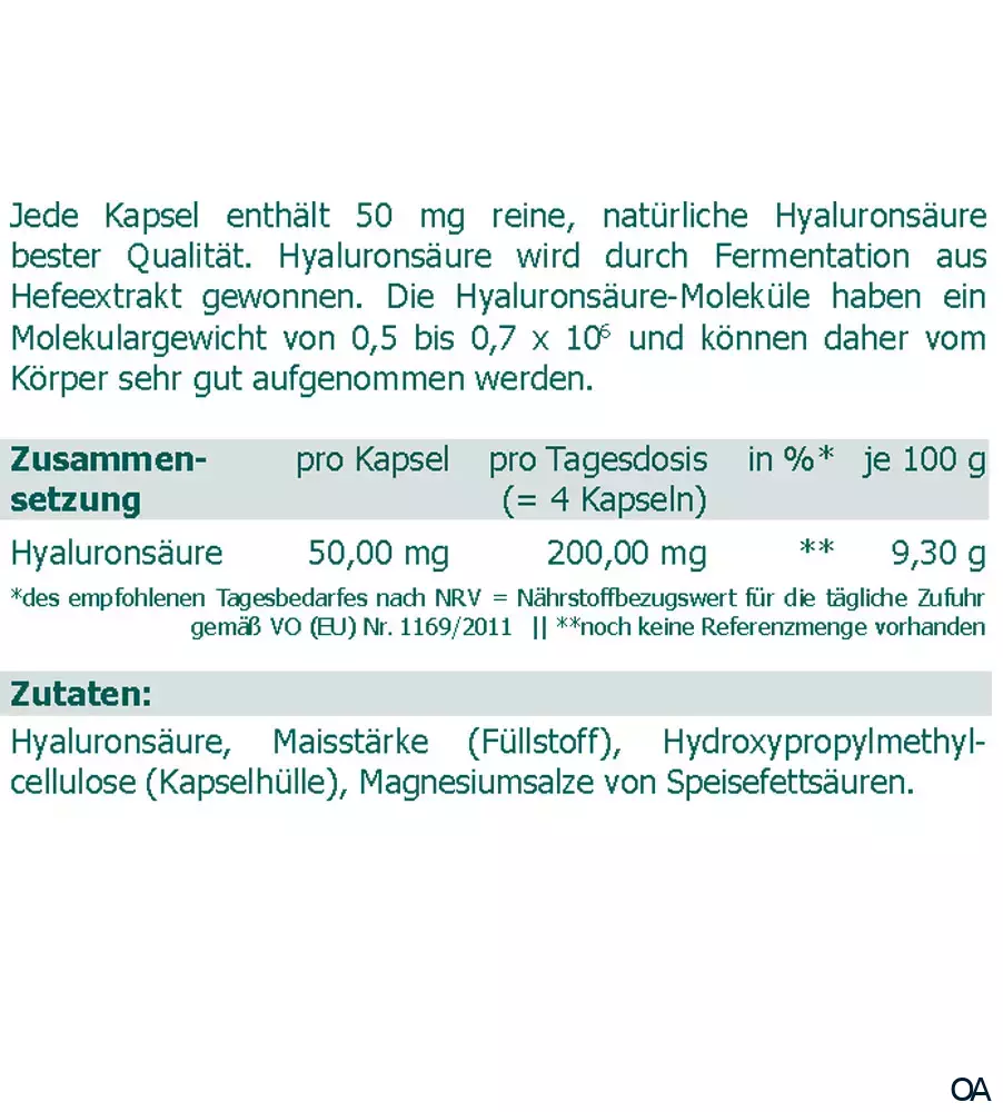 The Nutri Store Hyaluronsäure 50 mg Kapseln