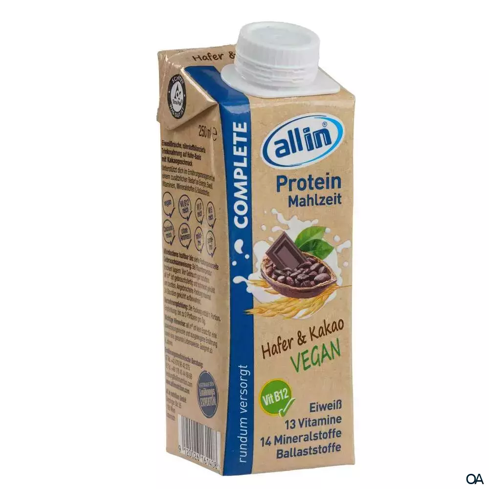 all in® COMPLETE VEGAN Protein Mahlzeit Hafer & Kakao (14 x 250ml)