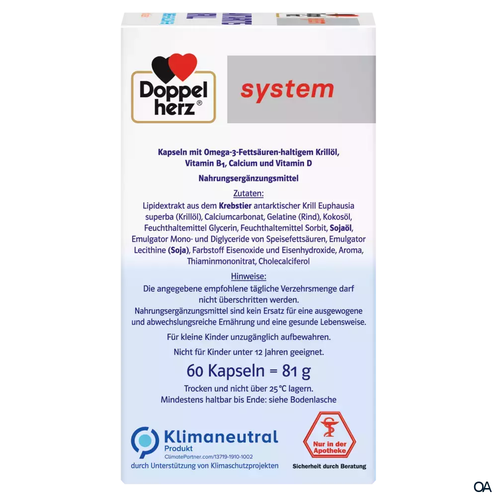 Doppelherz system ANTARKTIS KRILL Omega-3 + Calcium + D + B1 Kapseln