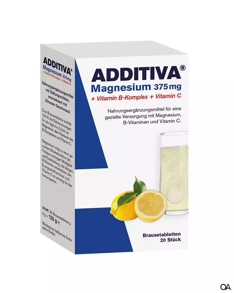 ADDITIVA® Magnesium 375 mg + Vitamin B-Komplex + Vitamin C Brausetabletten