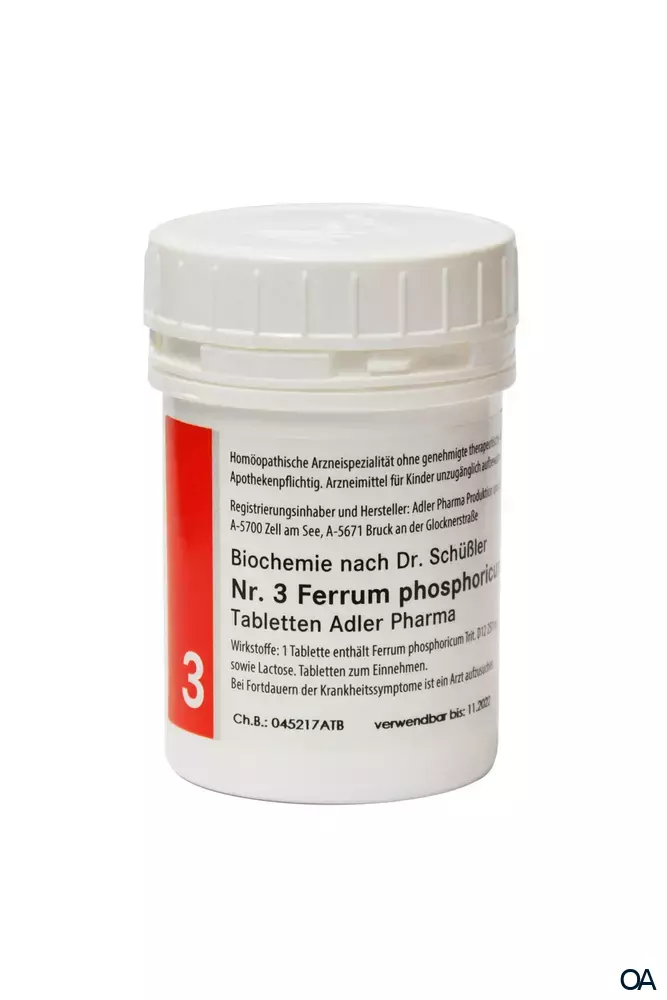 Schüßler Salz Adler Nr. 3 Ferrum phosphoricum D12 Tabletten