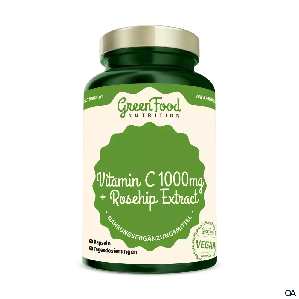 GreenFood Nutrition Vitamin C 1000 + Hagebutten Extrakt Kapseln