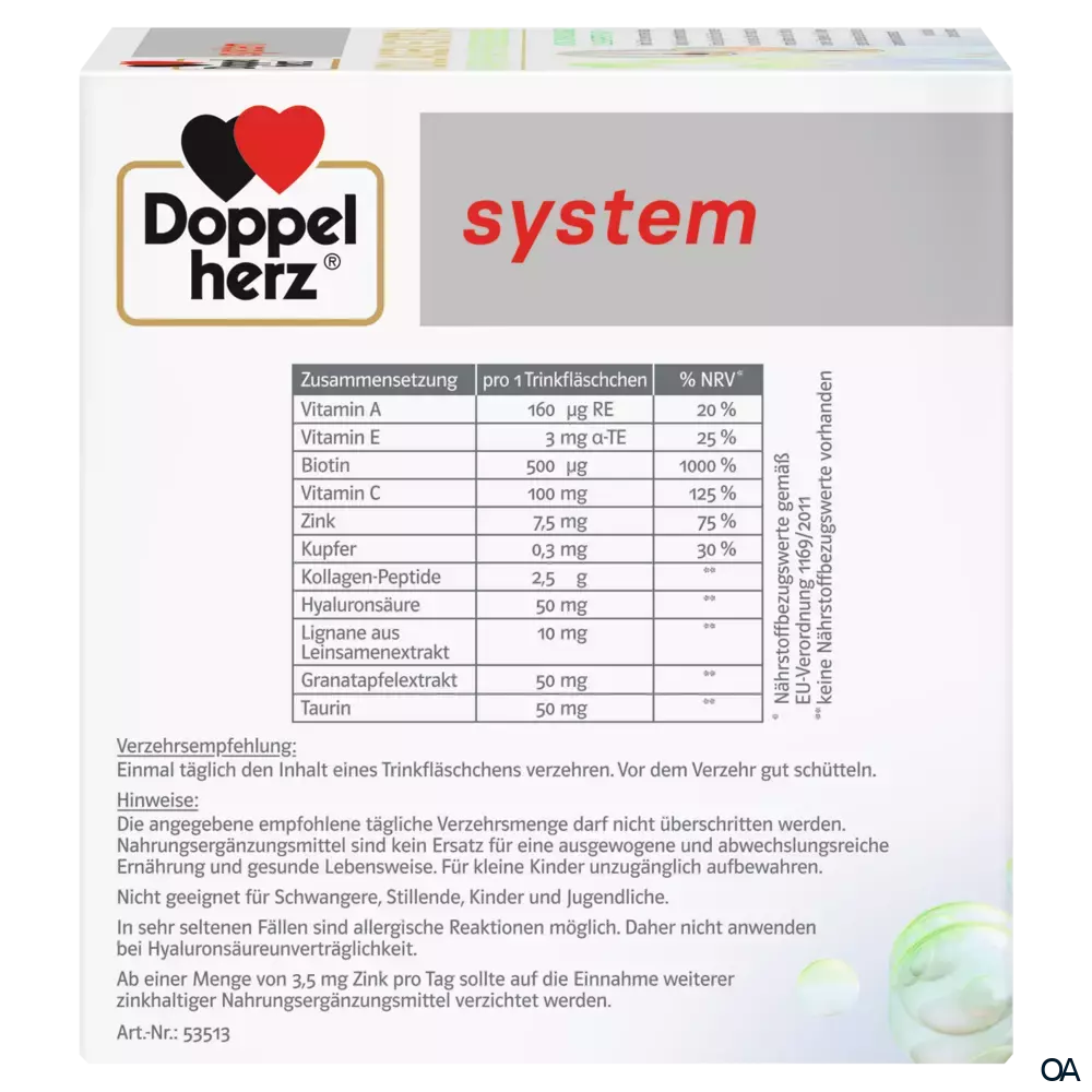 Doppelherz system Kollagen Extra Haare + Haut + Bindegewebe Trinkfläschchen