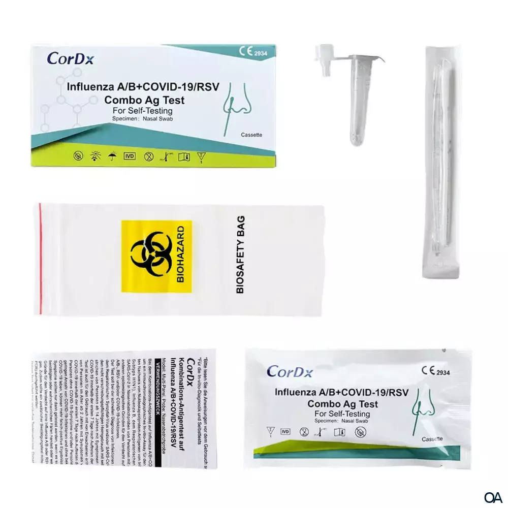 CorDx Influenza Test A + B, COVID-19, RSV, Kombitest 4in1