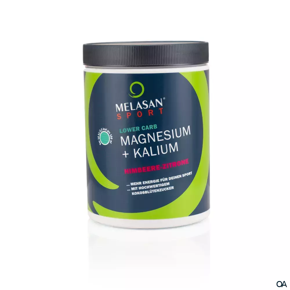 Melasan Sport Sportgetränk Lower Carb Magnesium + Kalium Pulver Himbeere-Zitrone