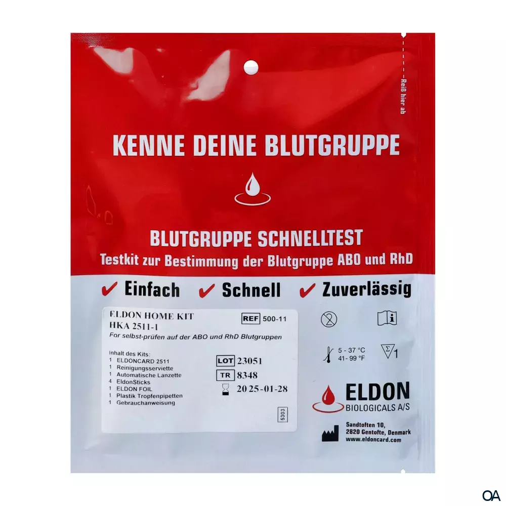 Eldon Blutgruppe Schnelltest